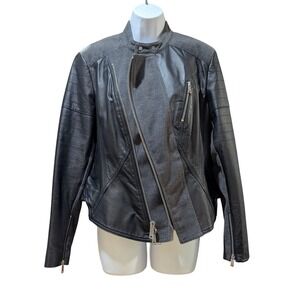 G.I.L.I. Vintage Black Leather Moto Jacket Asymmetrical Zip Lined Womens Size 10